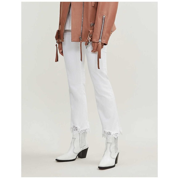 J BRAND Selena Cropped Boot Jeans in Avalon Size 28 White Denim‎ Lace Trimmed - Picture 1 of 16